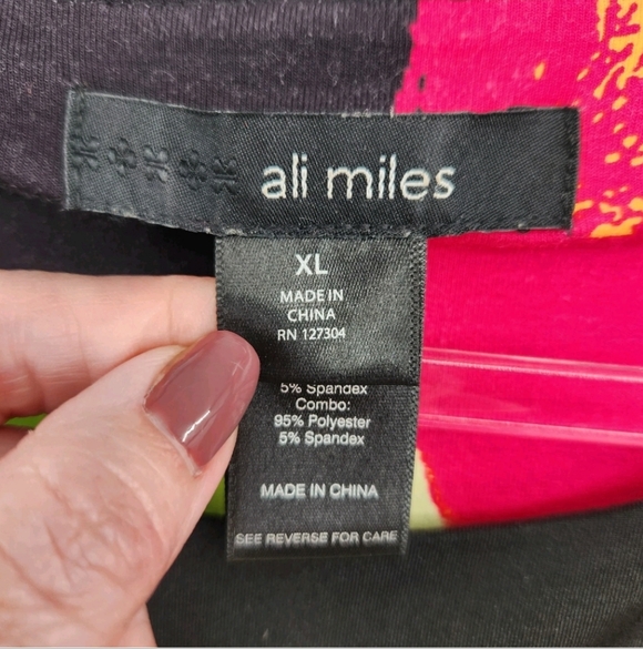 Ali Miles 3/4 Sleeve Bright Abstract Top Womens Size XL Art Multicolor - Picture 5 of 8